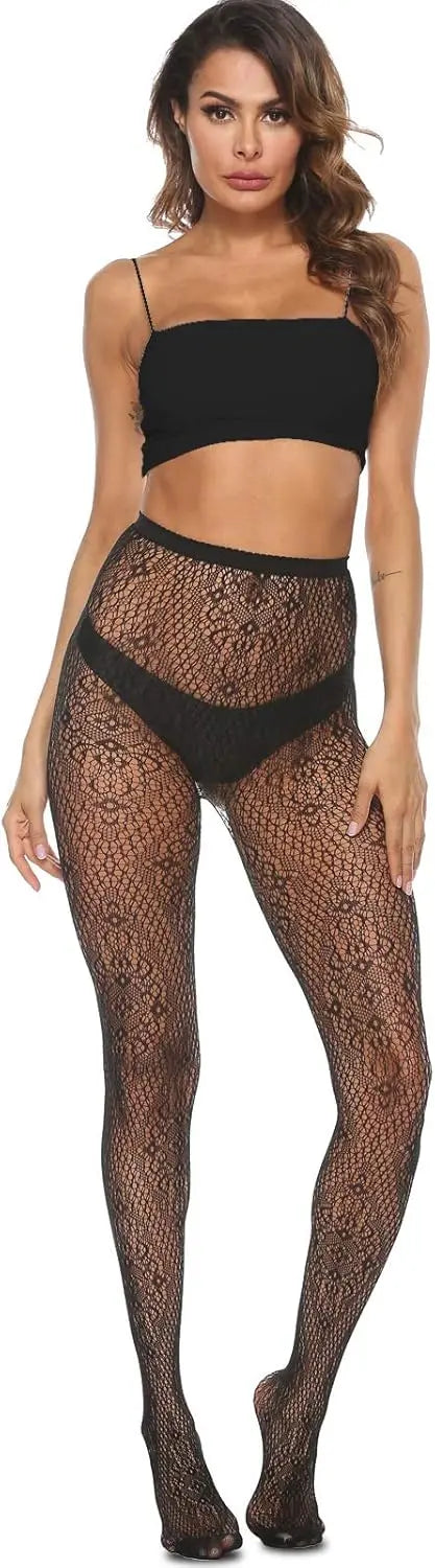 MANZI 4 Pairs Womens Patterned Black Fishnet Stockings My Store