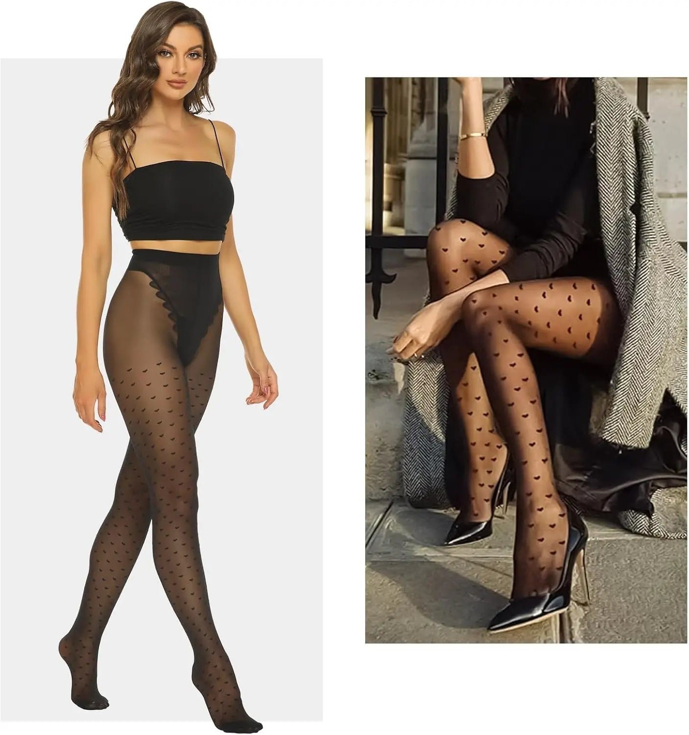 MANZI Patterned Tights Sheer Pantyhose for Women 20 Denier Stockings My Store