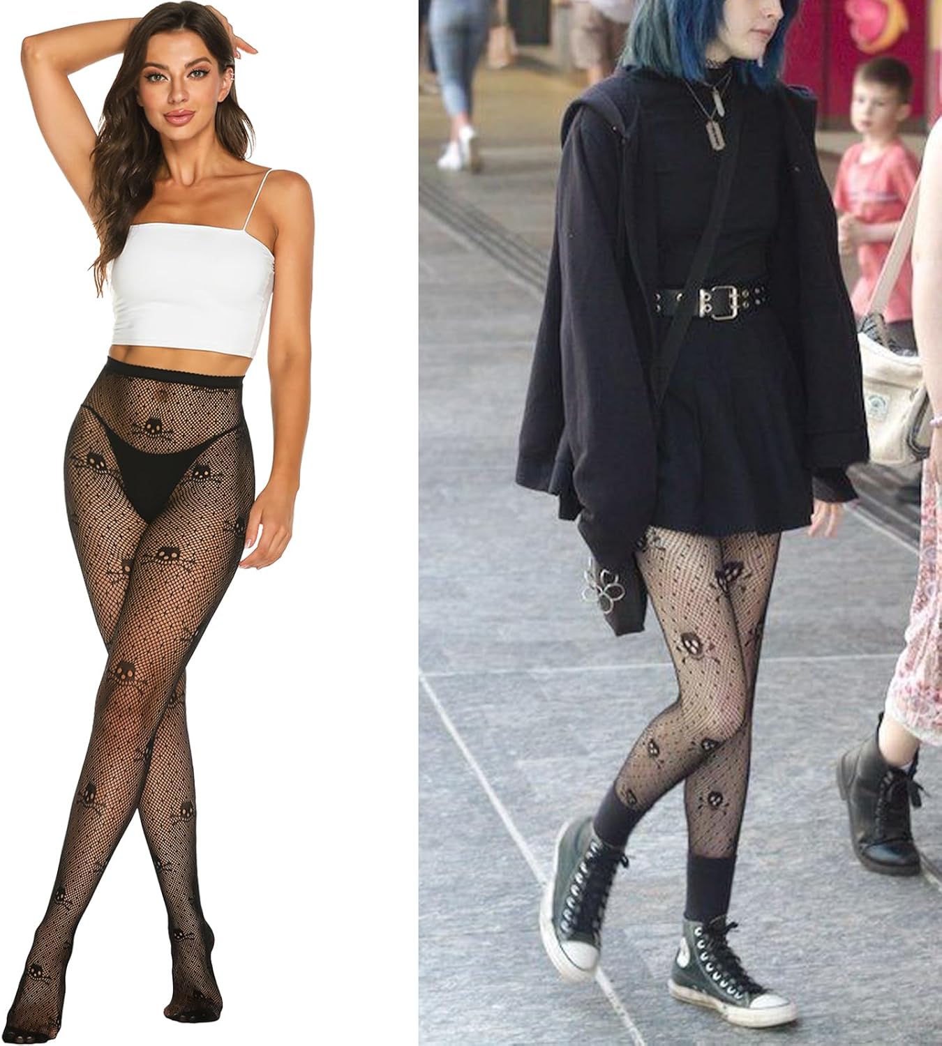 MANZI Fishnet Tights for Women Patterned Fishnets Stockings