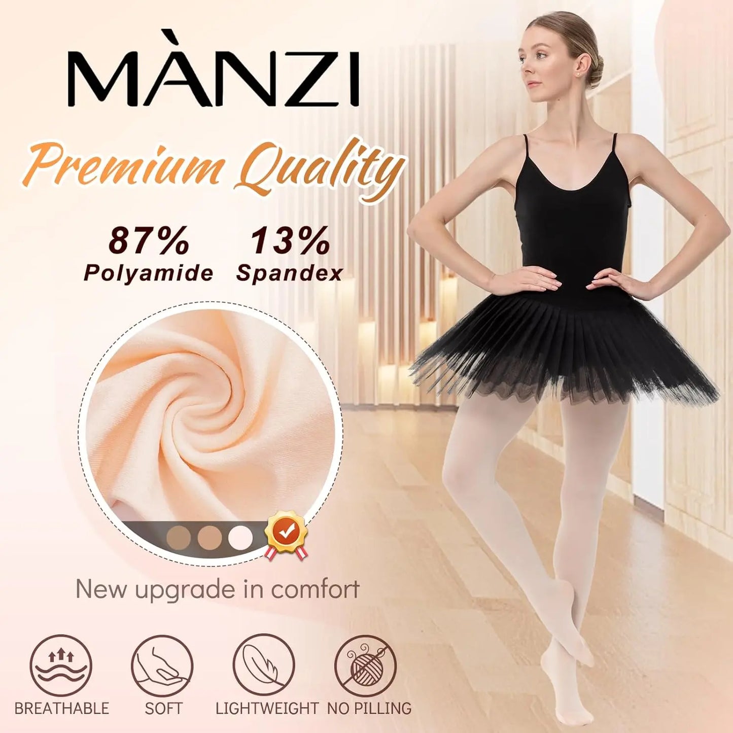 MANZI Women's Dance Tights Pink Convertible Ballet My Store