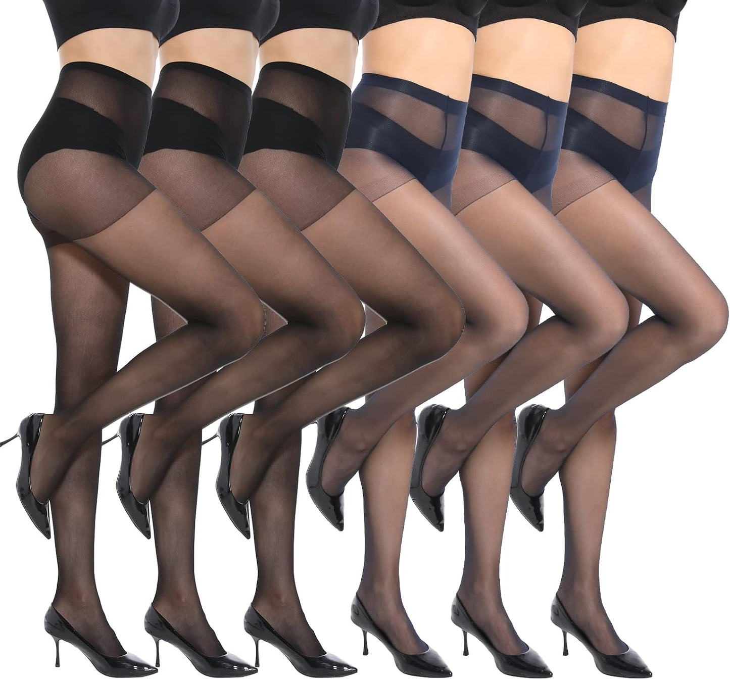 MANZI 6 Pairs 20D Women's Sheer Tights