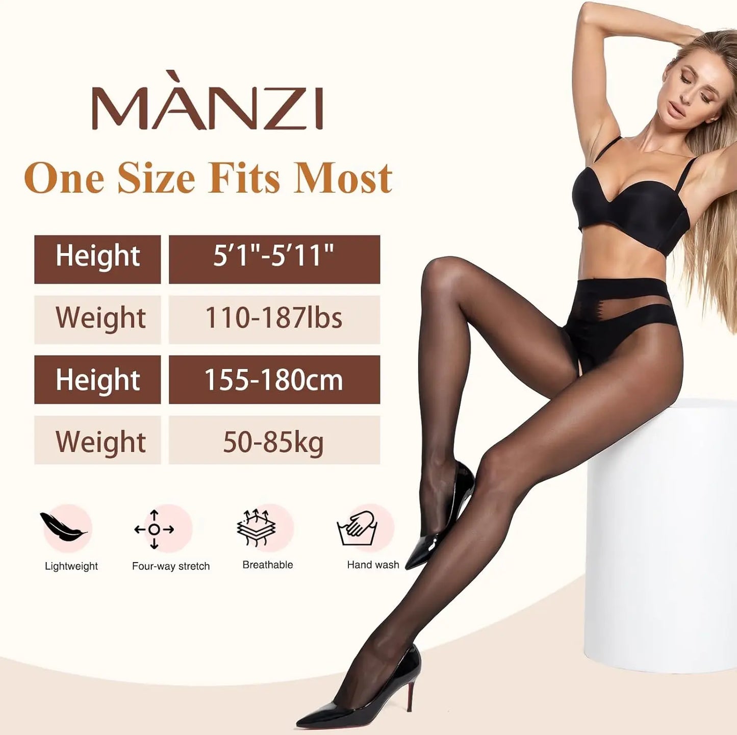 MANZI Sheer Pantyhose for Women 30 Denier My Store