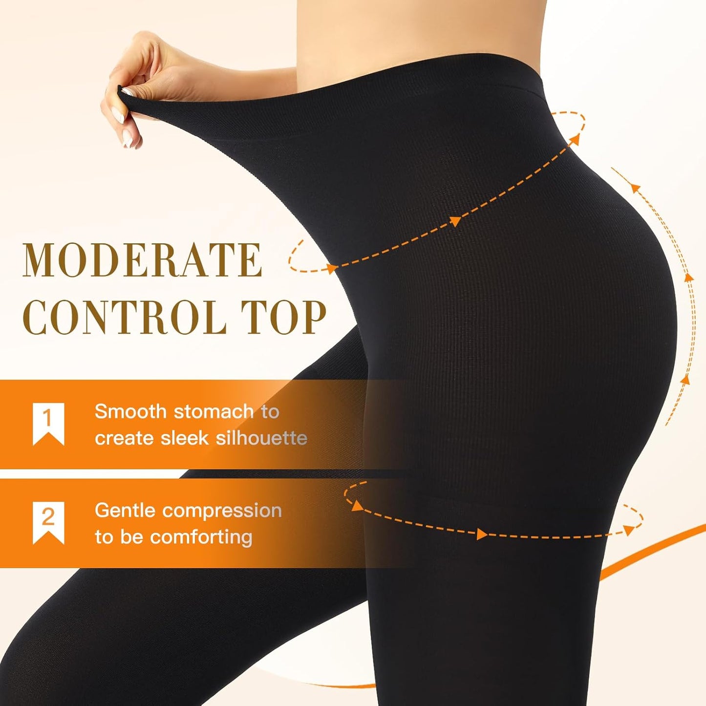 MANZI Super Opaque Tights for Women with Control-Top Blackout 2 Pairs