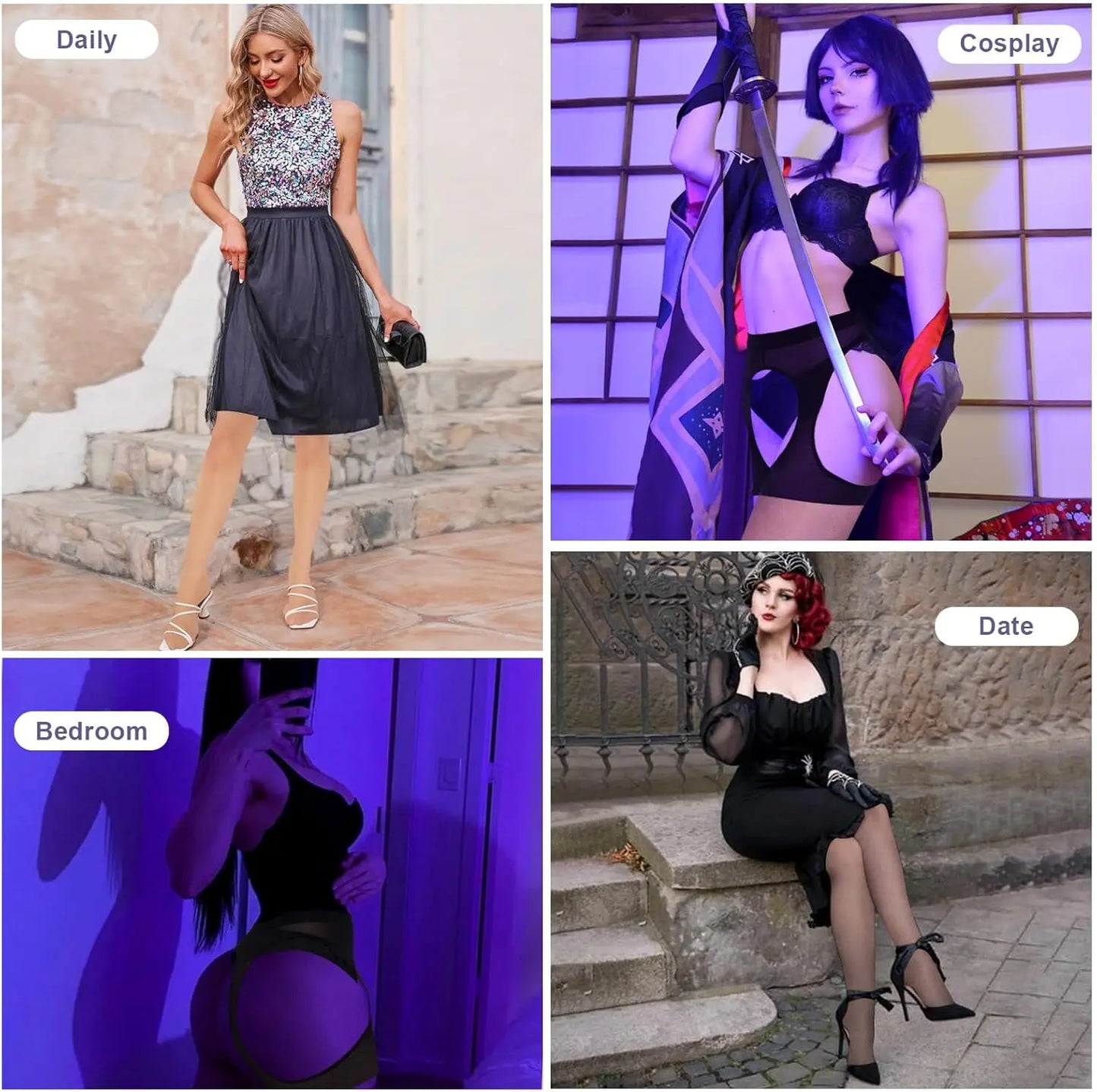 MANZI Suspender Tights for Women Sheer Garter Pantyhose My Store