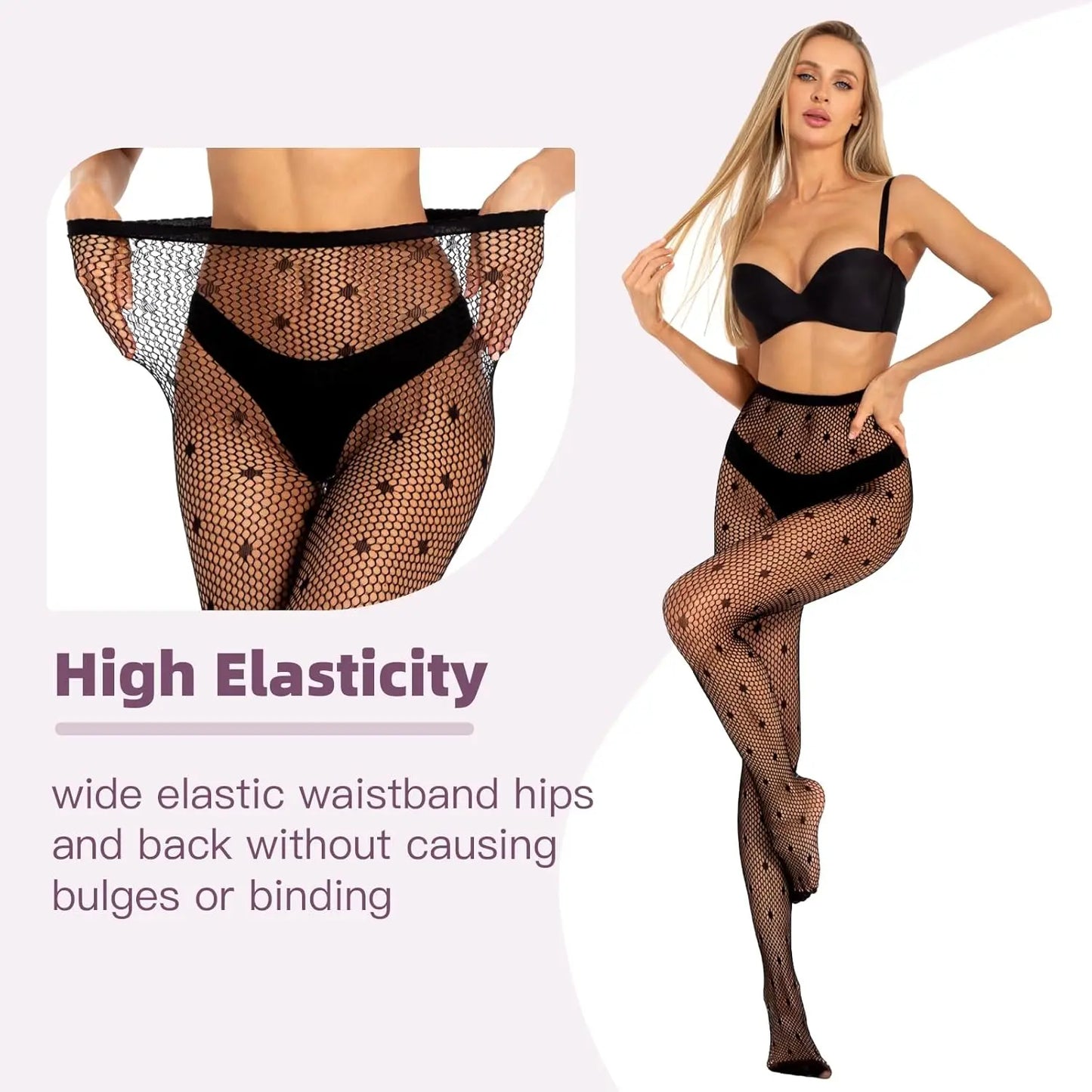 MANZI Fishnet Tights for Women Lace Patterned Black My Store