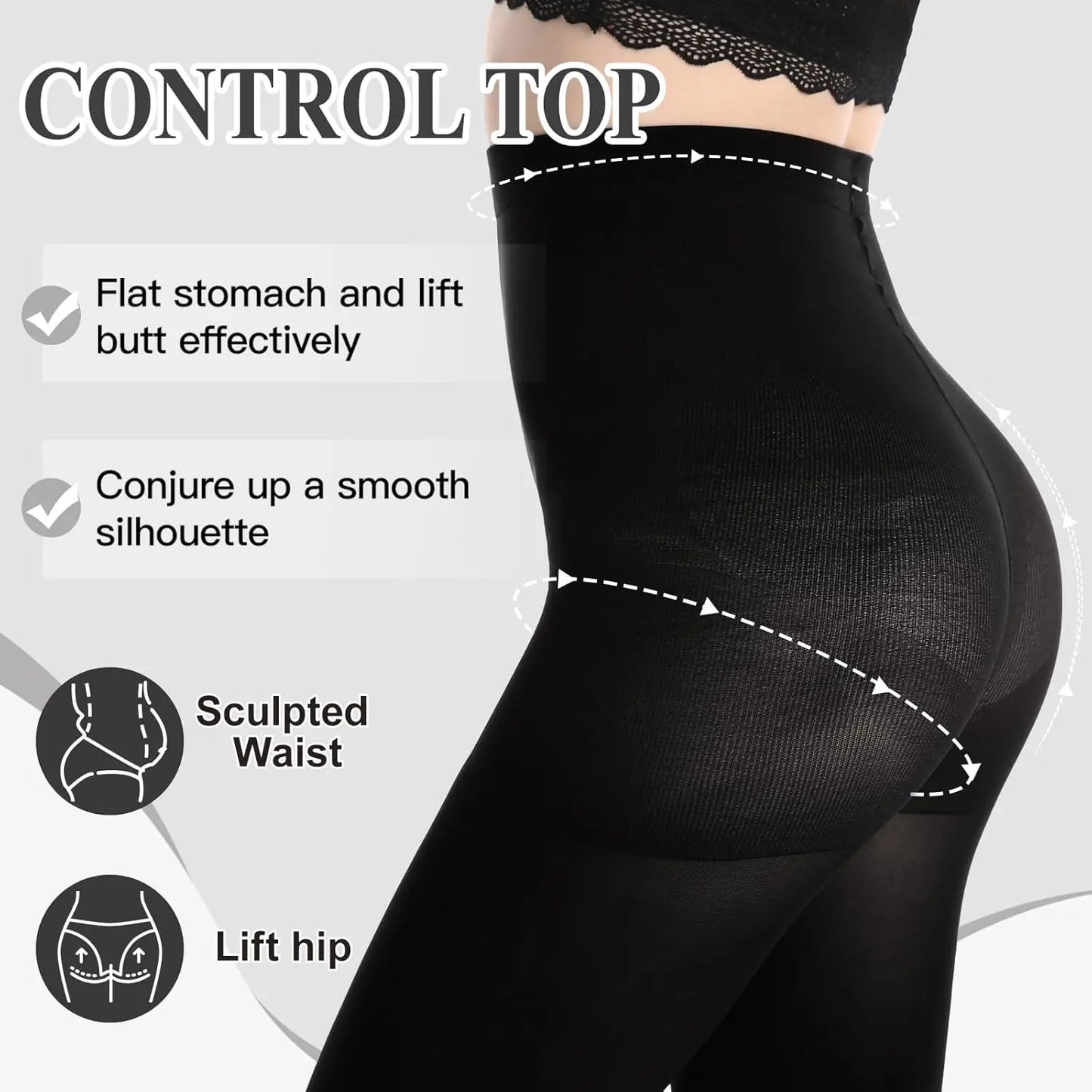 MANZI Women's 2-6 Pairs Opaque Control Top Tights Comfort Stretch 70 Denier Pantyhose My Store