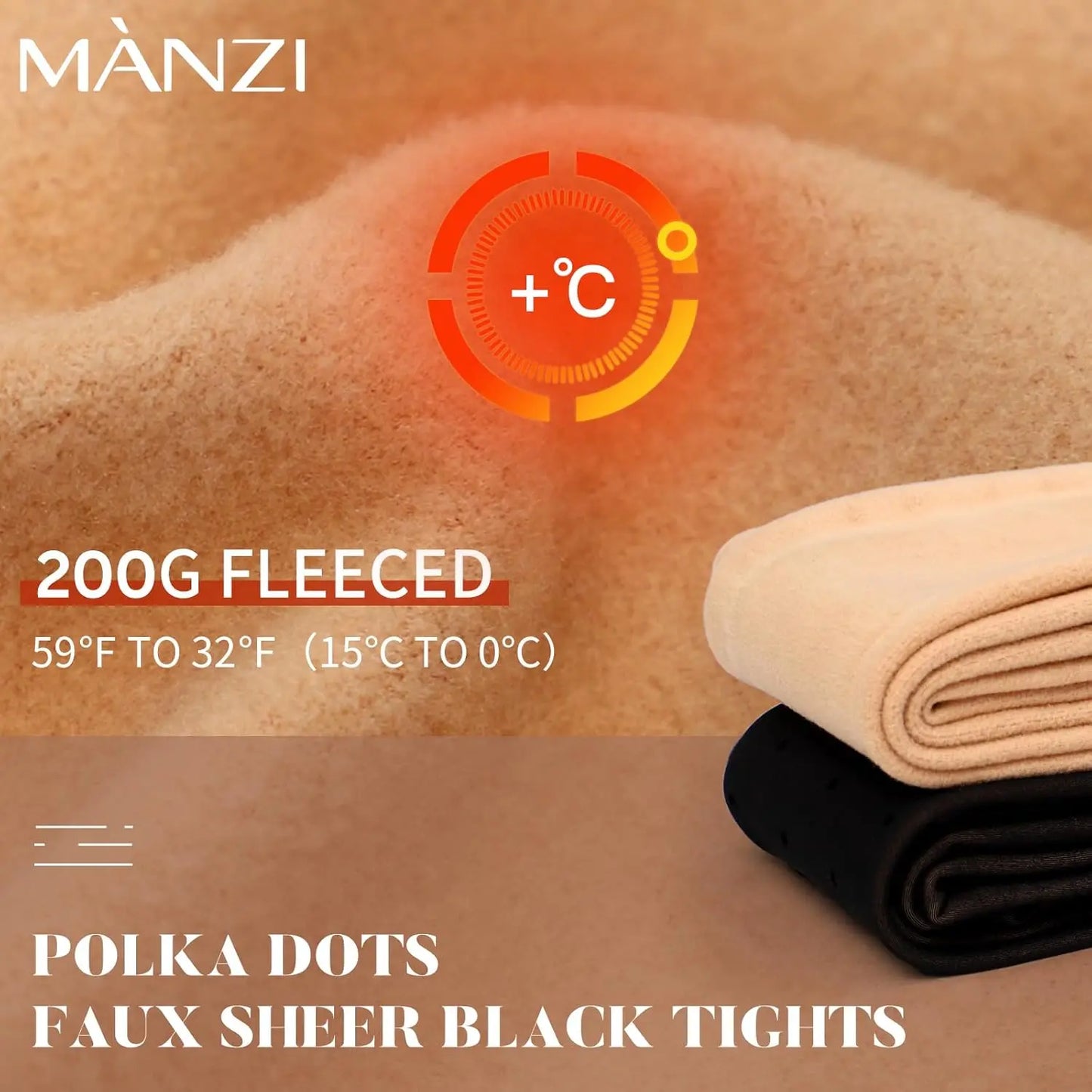 MANZI Women's Polka Dots Fleece Lined Faux Sheer Black Warm My Store