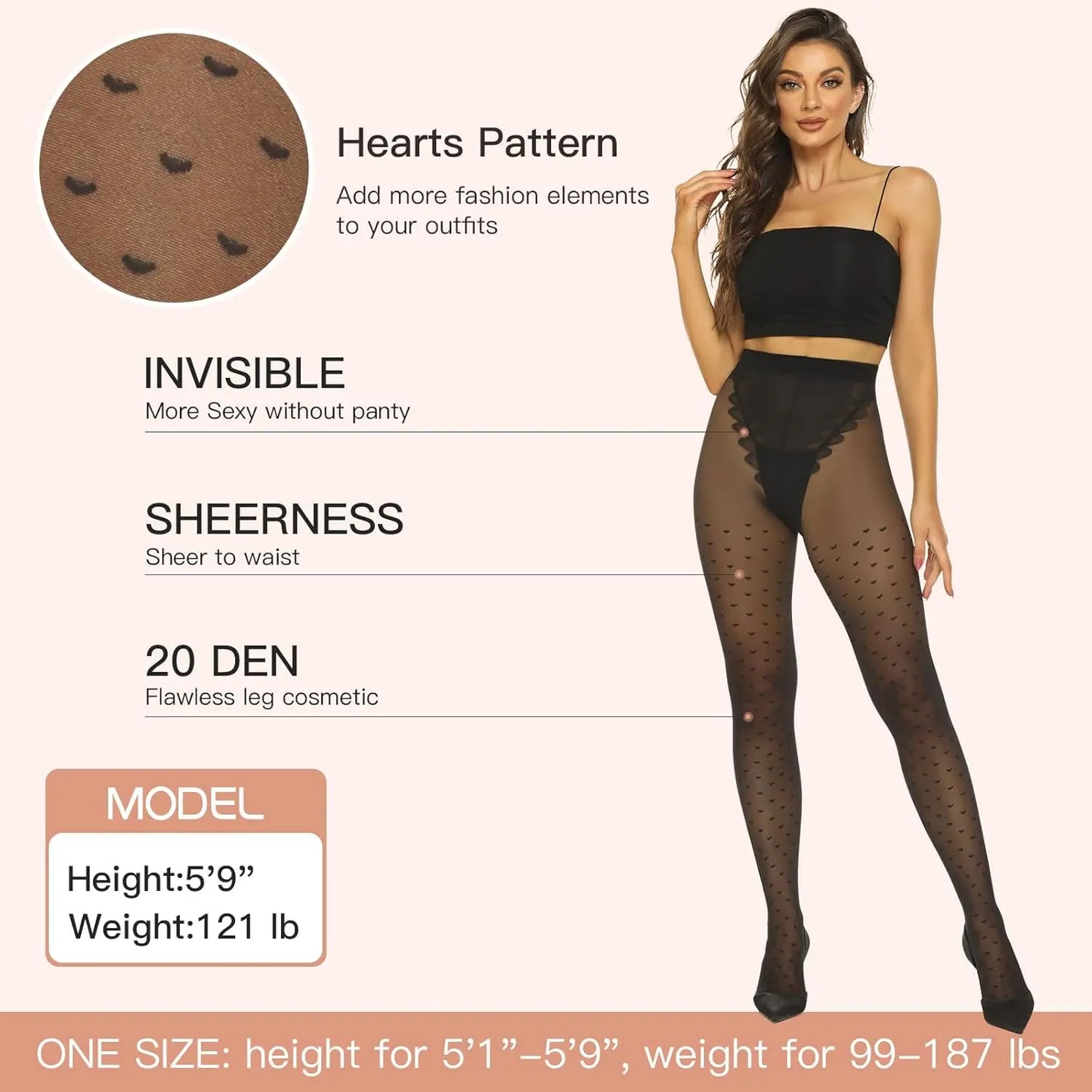 MANZI Patterned Tights Sheer Pantyhose for Women 20 Denier Stockings My Store