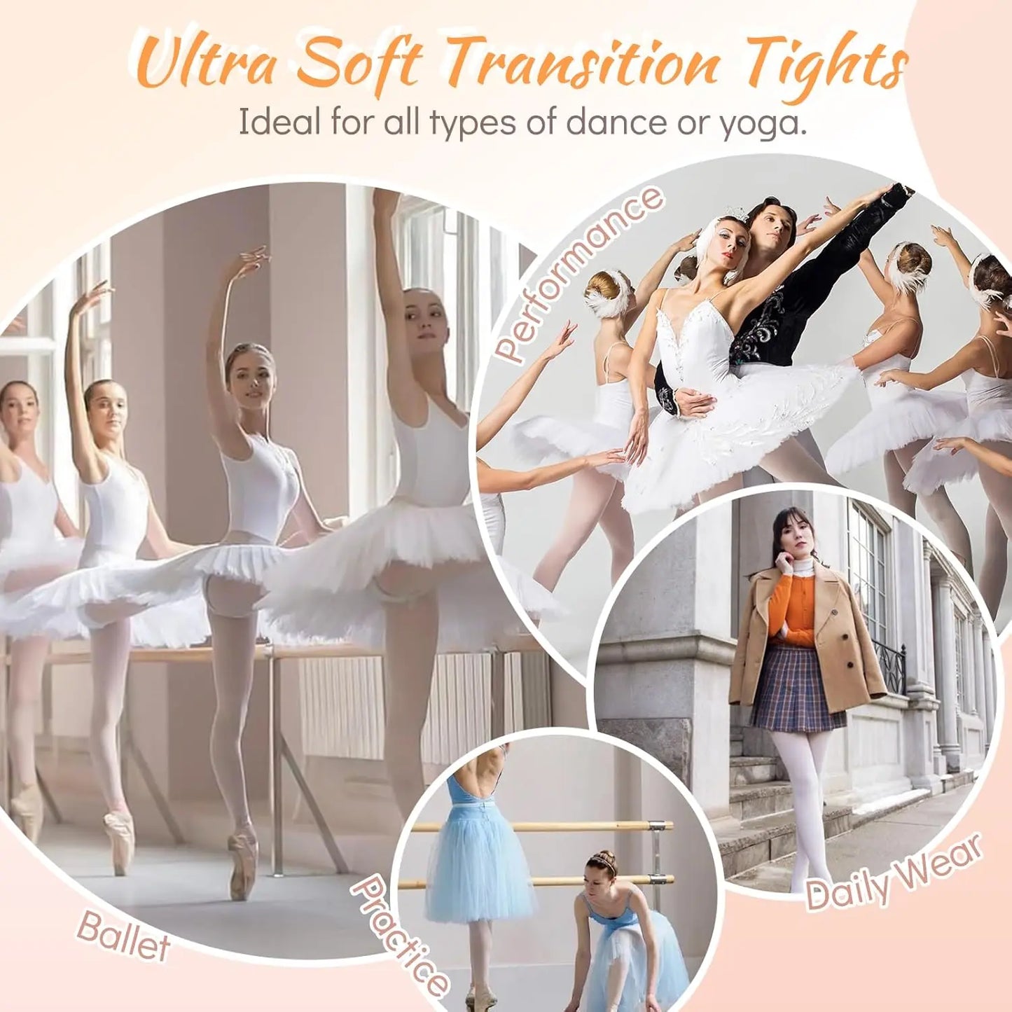 MANZI Women's Dance Tights Pink Convertible Ballet My Store