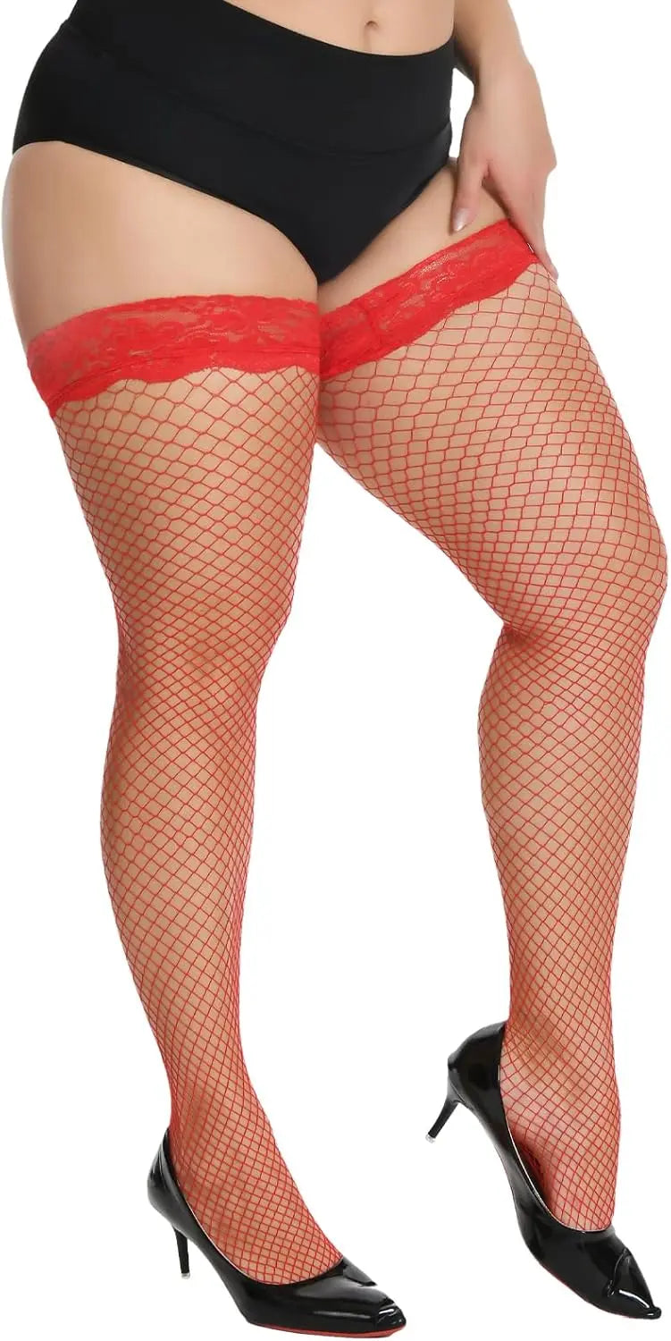 MANZI Women's Plus Size Fishnet Thigh High My Store