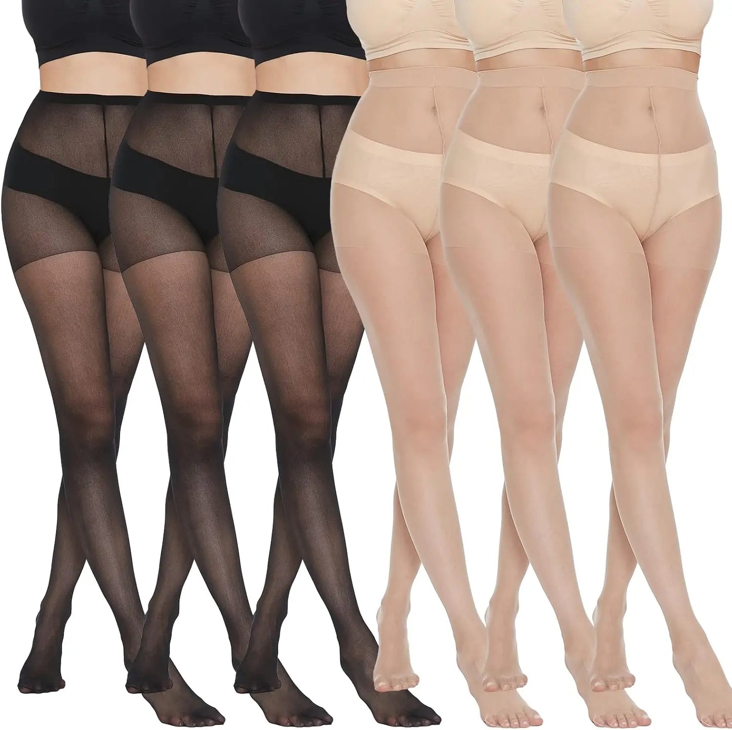 MANZI 6 Pairs Pantyhose for Women 20 Denier High Waist Sheer Tights My Store