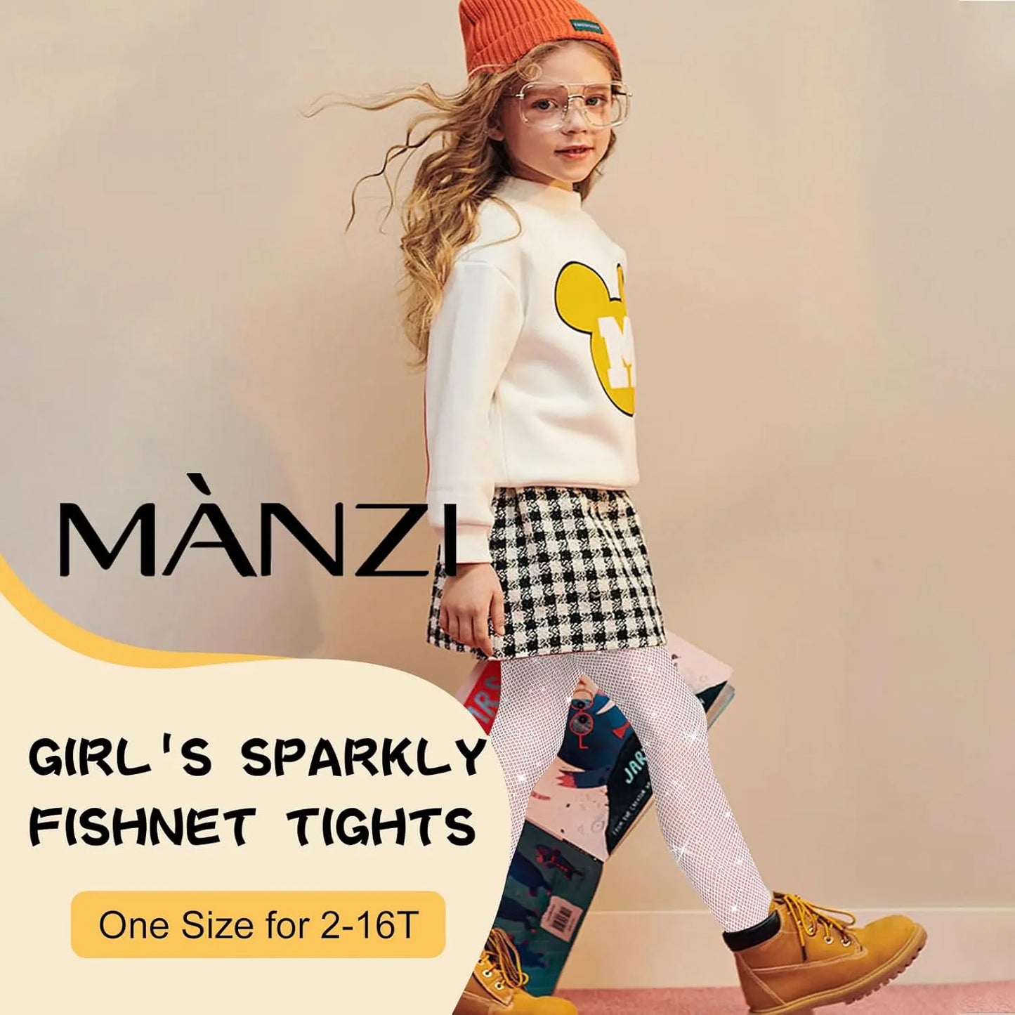 MANZI 2 Pairs Girls Fishnet Stockings Sparkle My Store