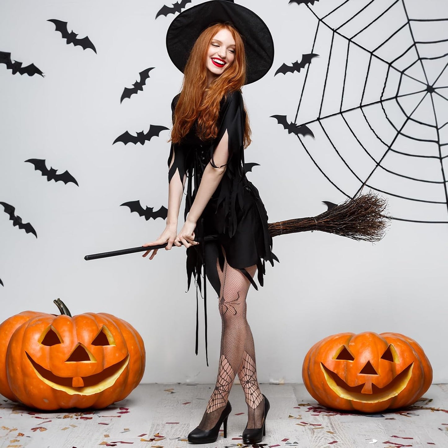 MANZI 3 Pairs Halloween Fishnet Tights