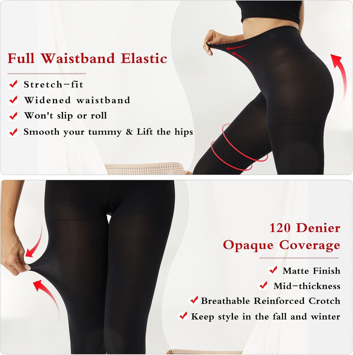 MANZI Women's Super Opaque Tights 2 Pairs 120 Denier