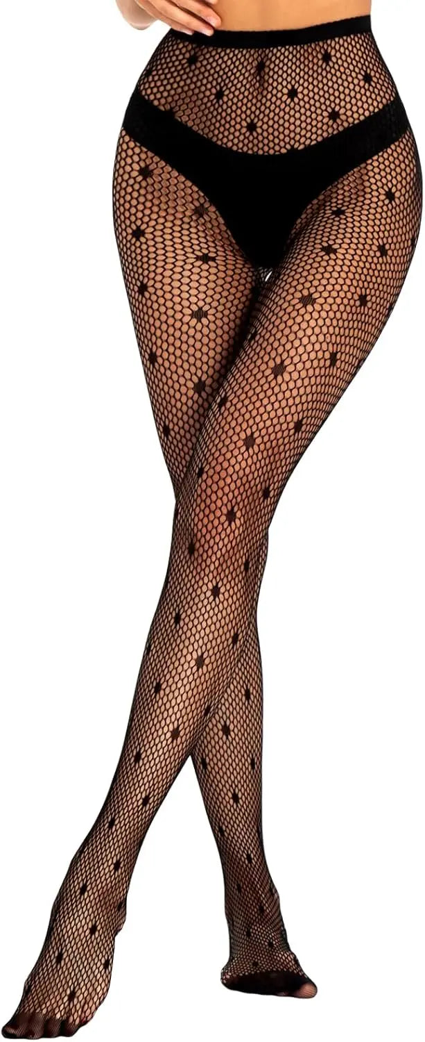 MANZI Fishnet Tights for Women Lace Patterned Black My Store