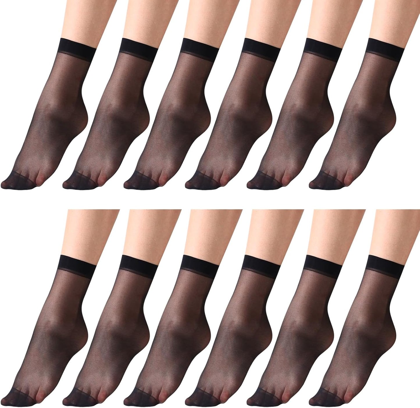 MANZI Nylon Sheer Socks For Women Ankle High Stockings