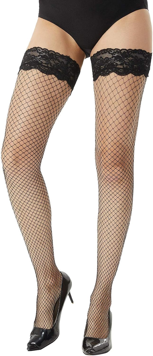 MANZI Fishnet Thigh High Stockings for Women