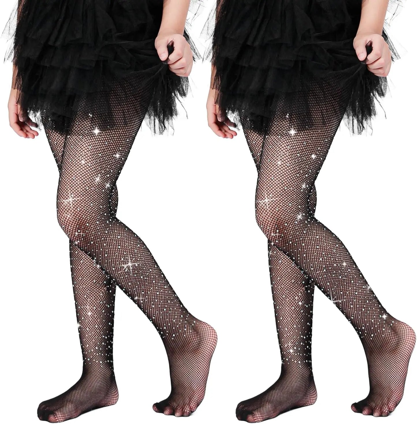 MANZI 2 Pairs Girls Fishnet Stockings Sparkle My Store