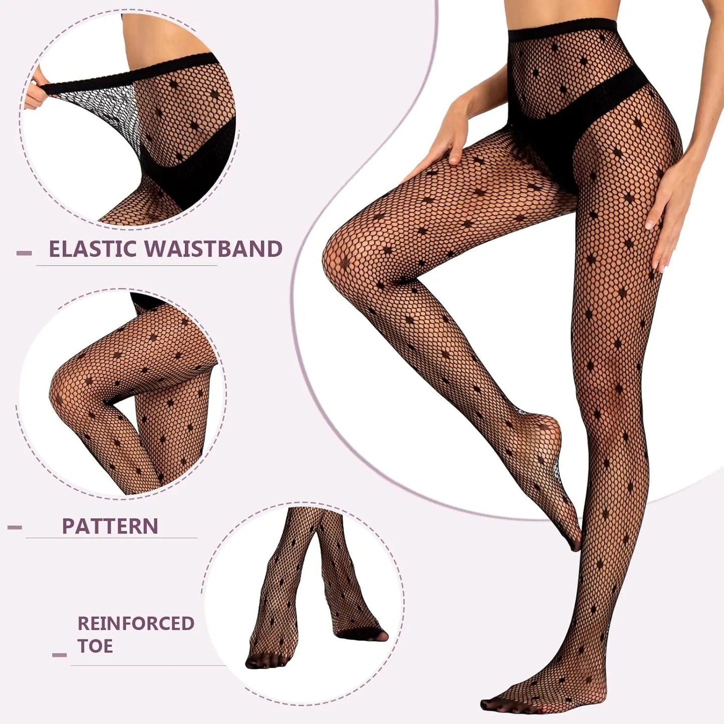 MANZI Fishnet Tights for Women Lace Patterned Black My Store