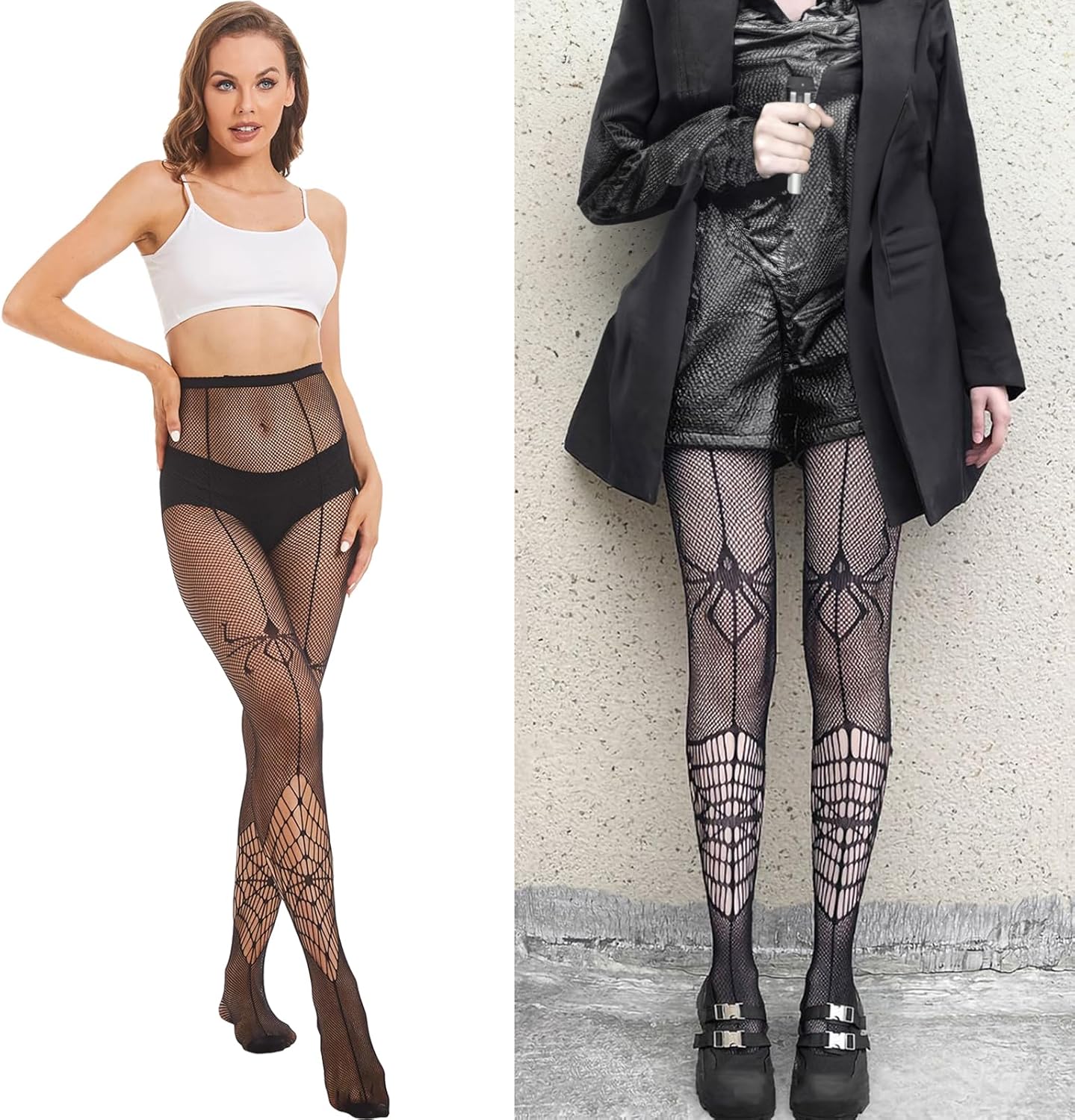 MANZI Fishnet Tights for Women Patterned Fishnets Stockings