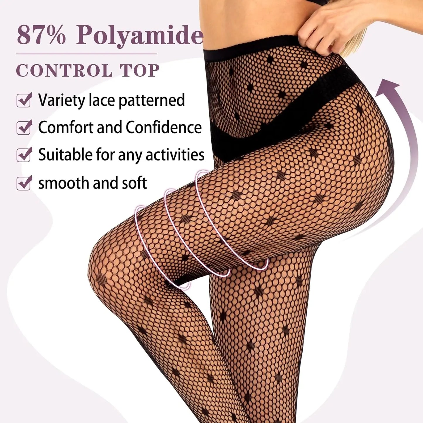 MANZI Fishnet Tights for Women Lace Patterned Black My Store