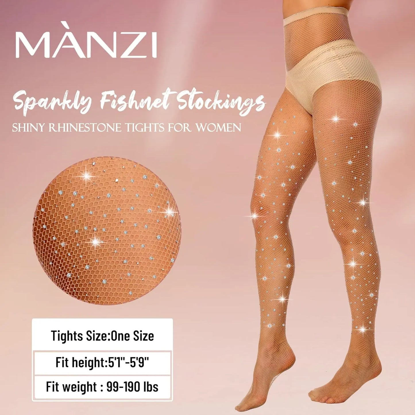 MANZI 2 Pairs Rhinestone Fishnet Tights My Store