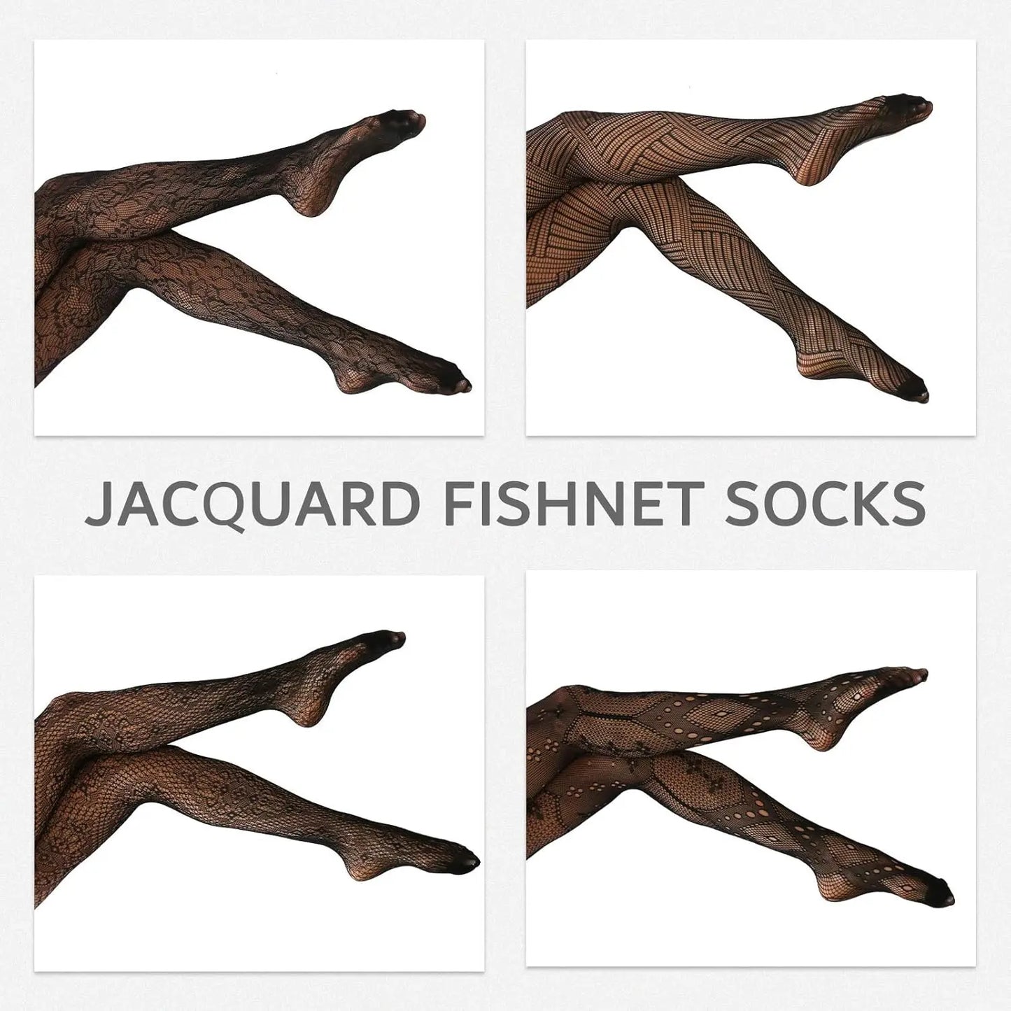 MANZI 4 Pairs Womens Patterned Black Fishnet Stockings My Store