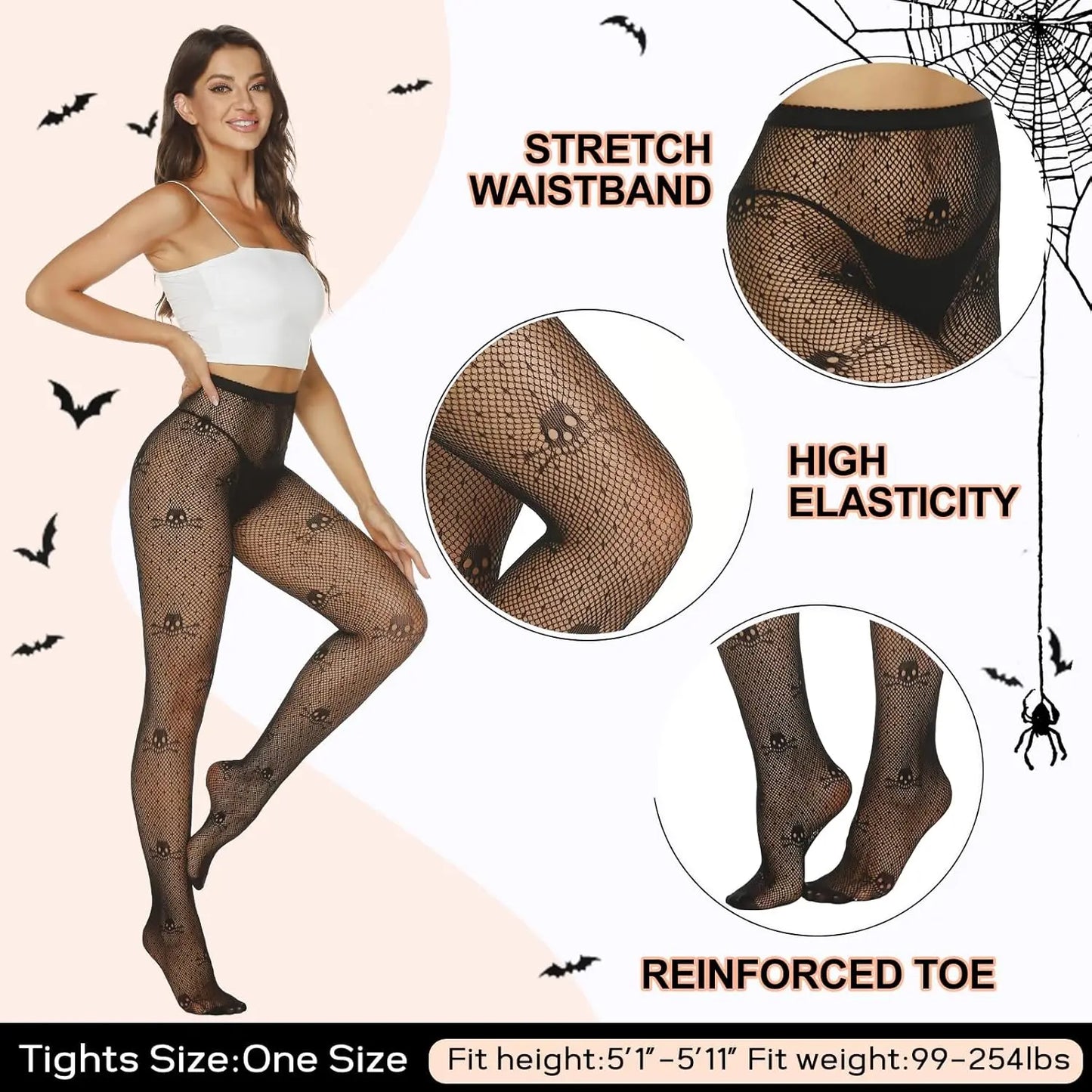 MANZI Patterned Fishnet Tights for Women 3 Pairs My Store