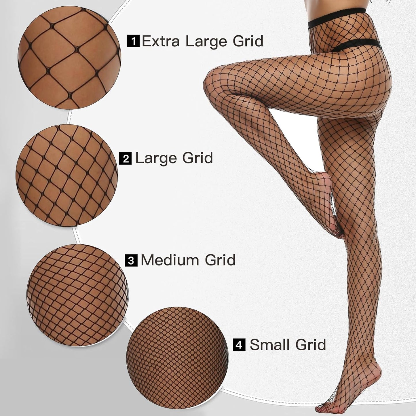 MANZI Women High Waist Fishnet Stockings Tights