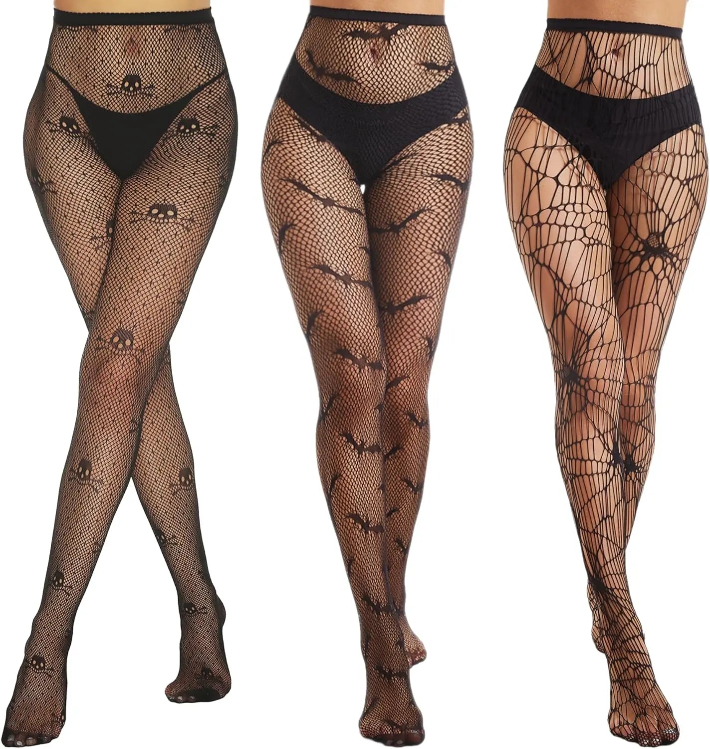 MANZI 3 Pairs Halloween Fishnet Tights My Store