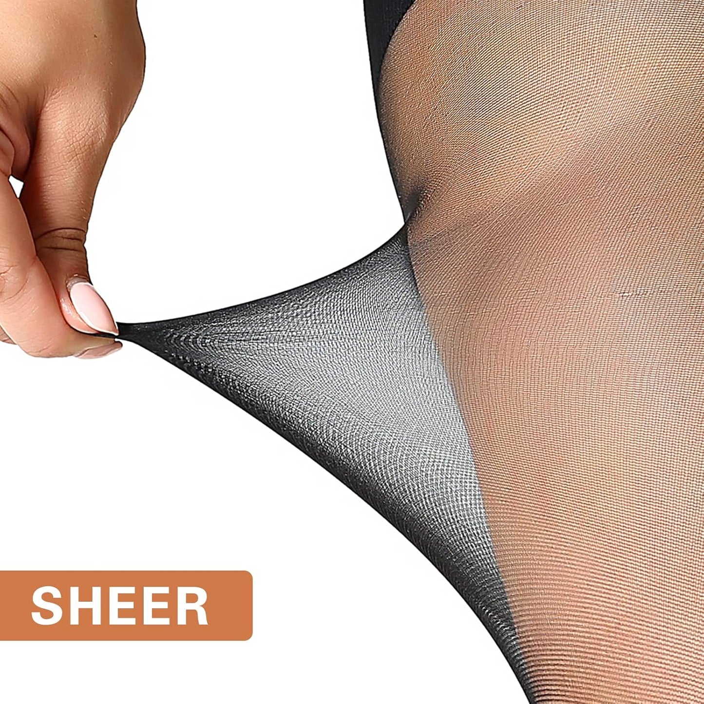 MANZI Women's 2 Pairs Plus Size Control Top Tights Ultra-Soft Panty Hose