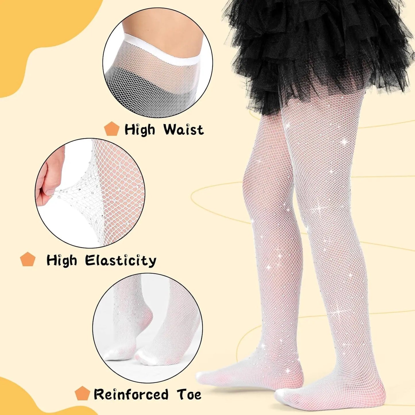 MANZI 2 Pairs Girls Fishnet Stockings Sparkle My Store