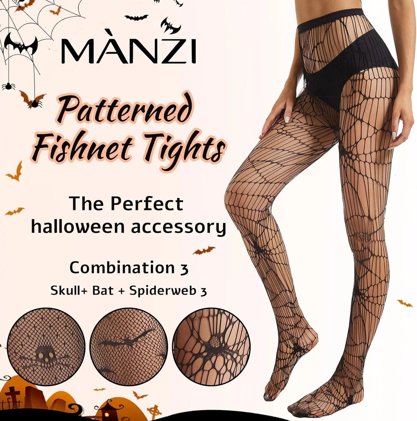 MANZI 3 Pairs Halloween Fishnet Tights My Store