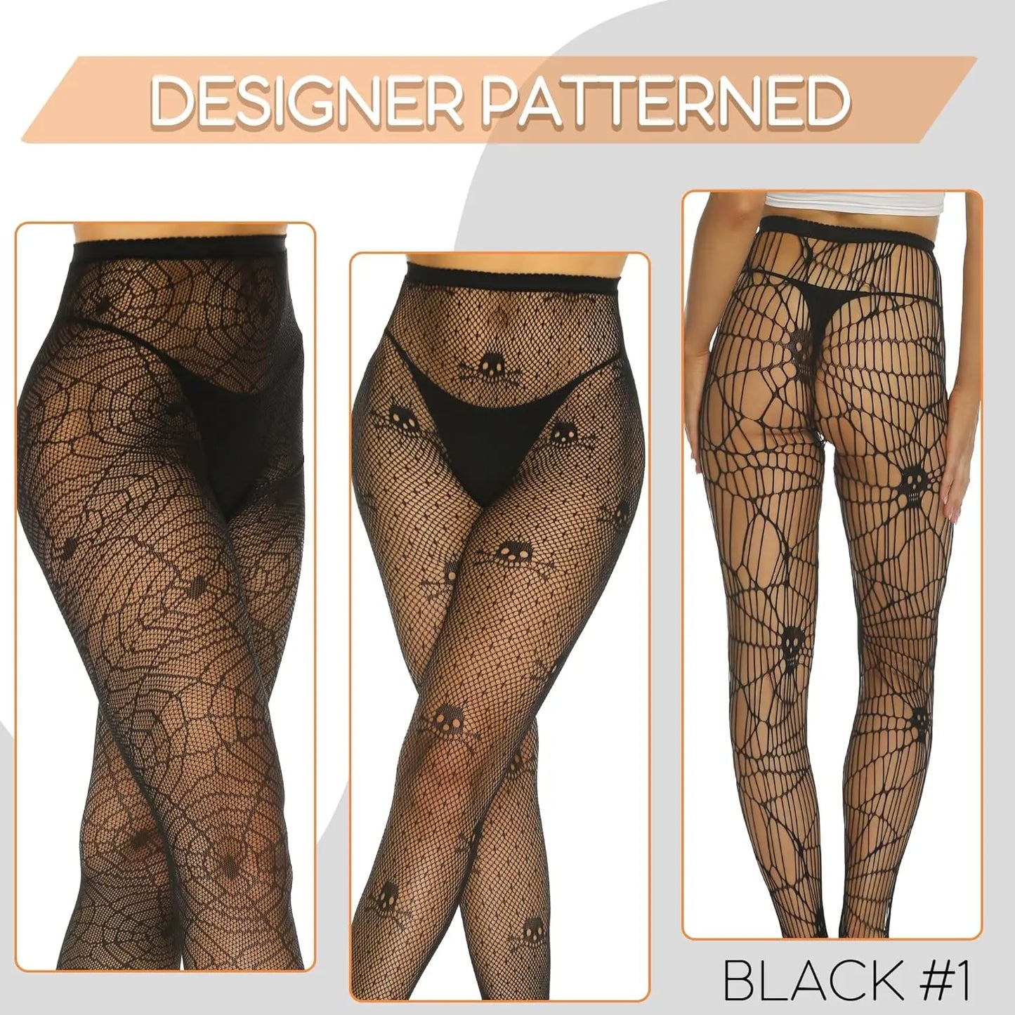 MANZI Patterned Fishnet Tights for Women 3 Pairs My Store