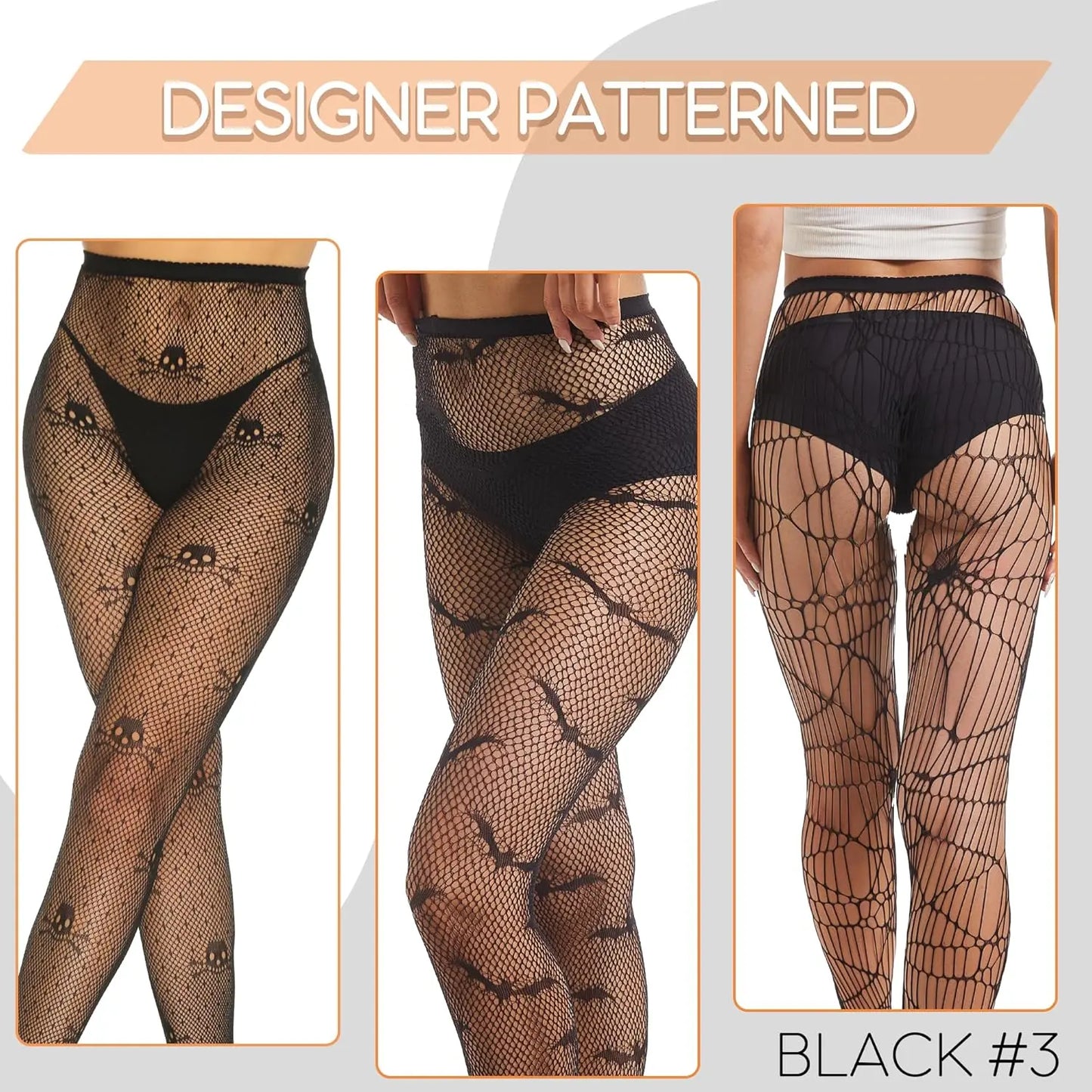 MANZI 3 Pairs Halloween Fishnet Tights My Store