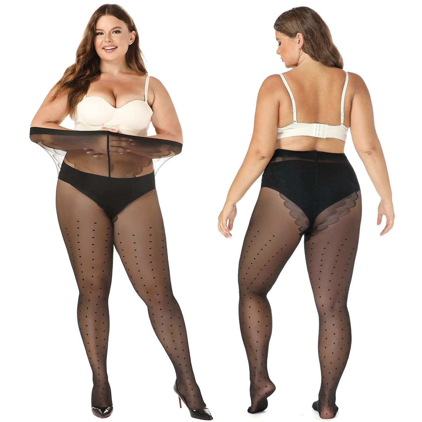MANZI Tights for Women Patterned Sheer Ultra Thin High Waist Pantyhose Manzi