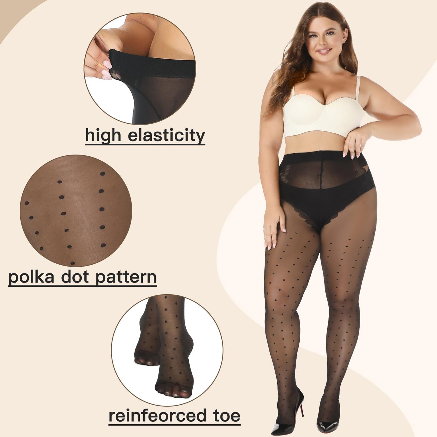 MANZI Tights for Women Patterned Sheer Ultra Thin High Waist Pantyhose Manzi
