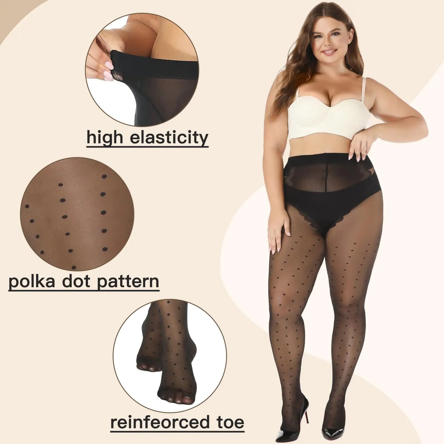 MANZI Tights for Women Patterned Sheer Ultra Thin High Waist Pantyhose Manzi
