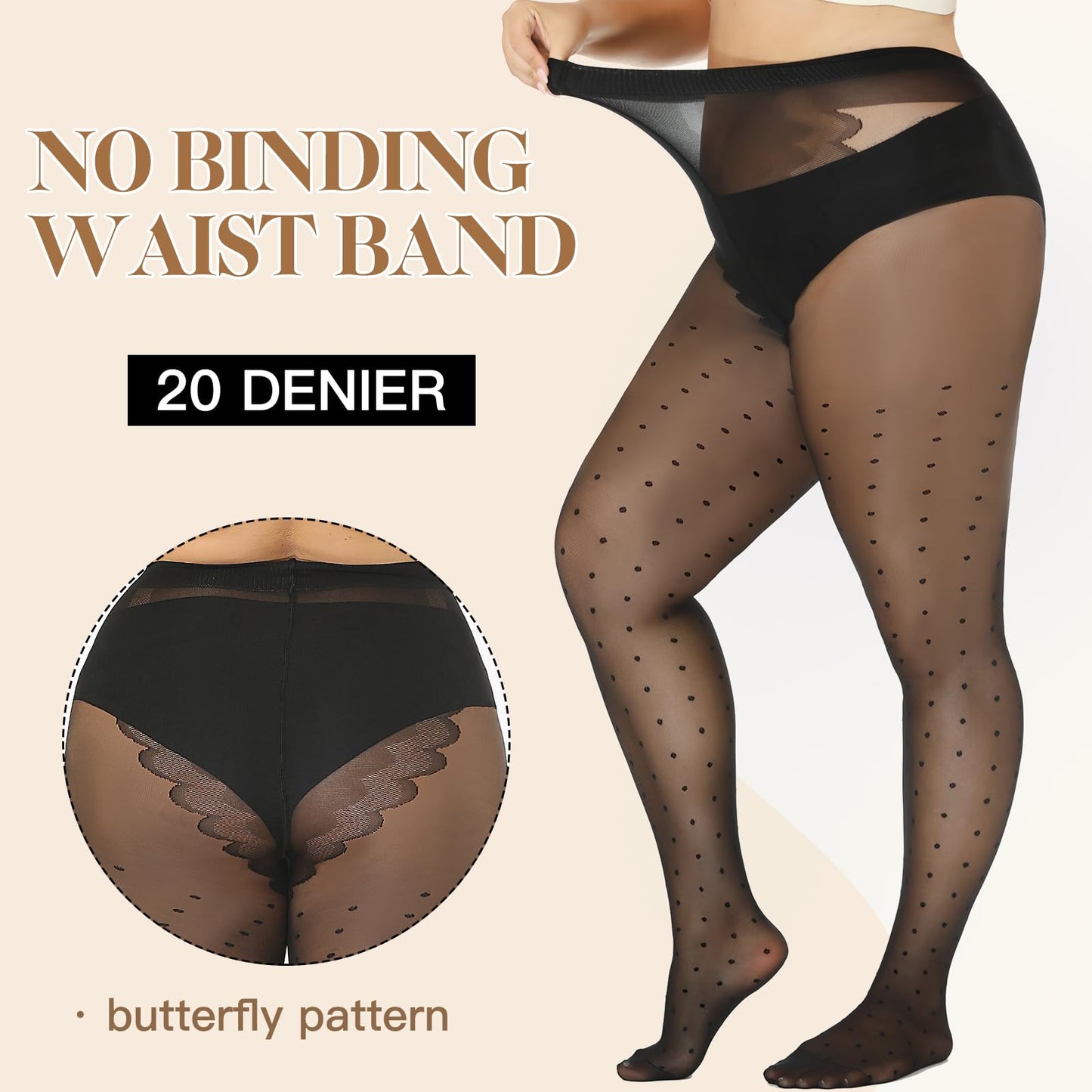 MANZI Tights for Women Patterned Sheer Ultra Thin High Waist Pantyhose Manzi