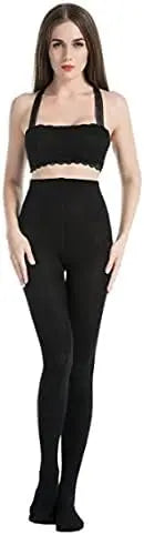 MANZI Women's 2 Pairs Super Opaque with Fleece Soft Black Tights 400 Denier My Store