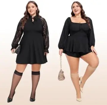 MANZI 10 Pairs Plus Size Knee High Stockings for Women 15D Manzi