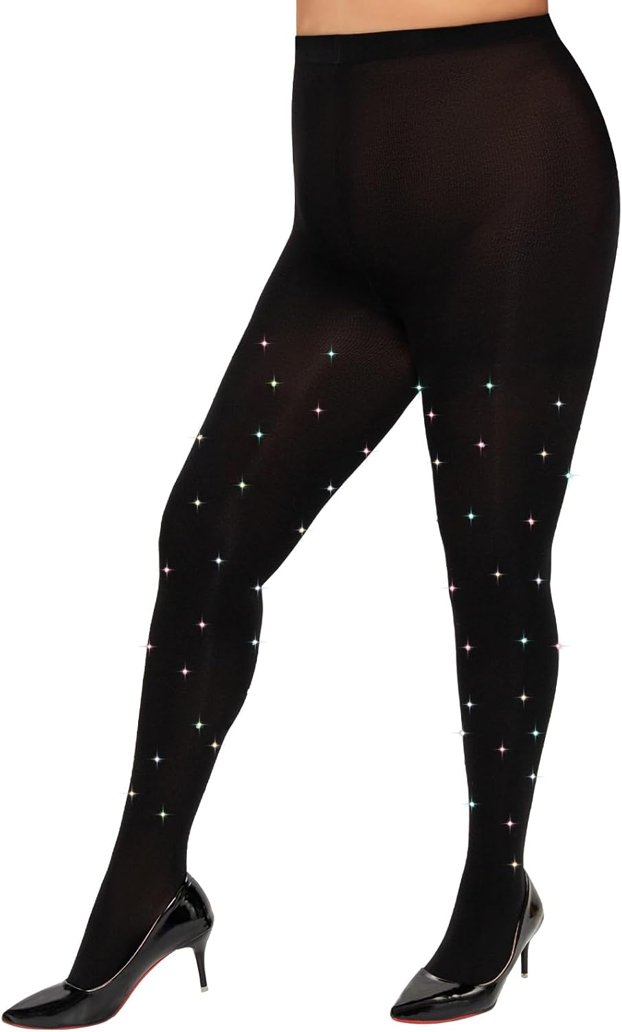 MANZI Sparkle Rhinestone Plus Size Tights