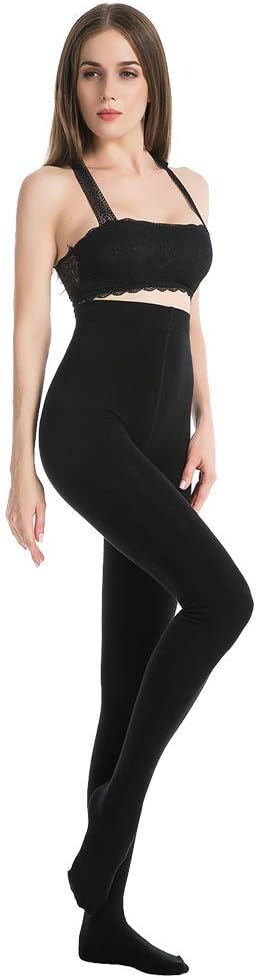 MANZI 2 Pairs 400D Women's Black Thermal Warm Winter Fleece Tights