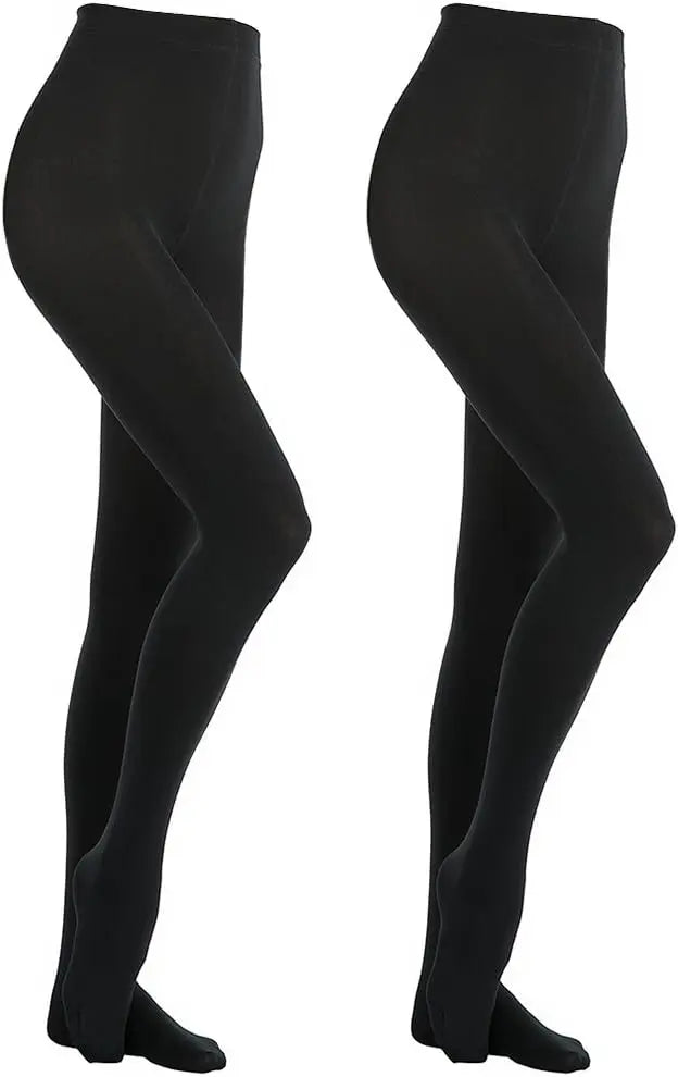 MANZI Women's 2 Pairs Super Opaque with Fleece Soft Black Tights 400 Denier My Store