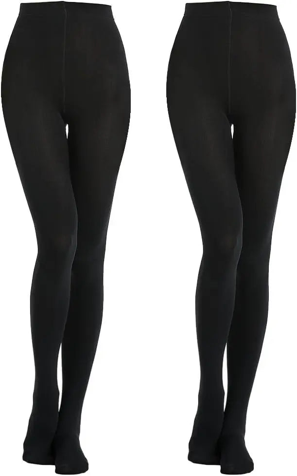 MANZI Women's 2 Pairs Super Opaque with Fleece Soft Black Tights 400 Denier My Store