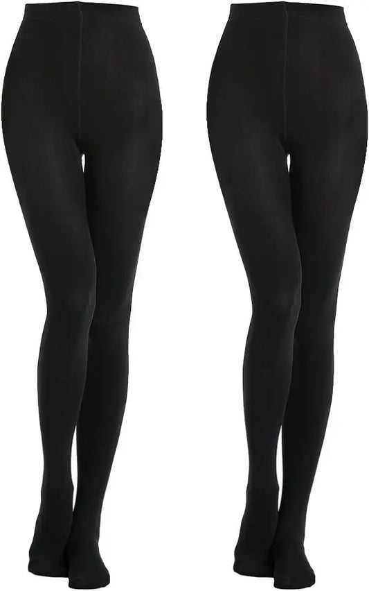 MANZI Women's 2 Pairs Super Opaque with Fleece Soft Black Tights 400 Denier My Store
