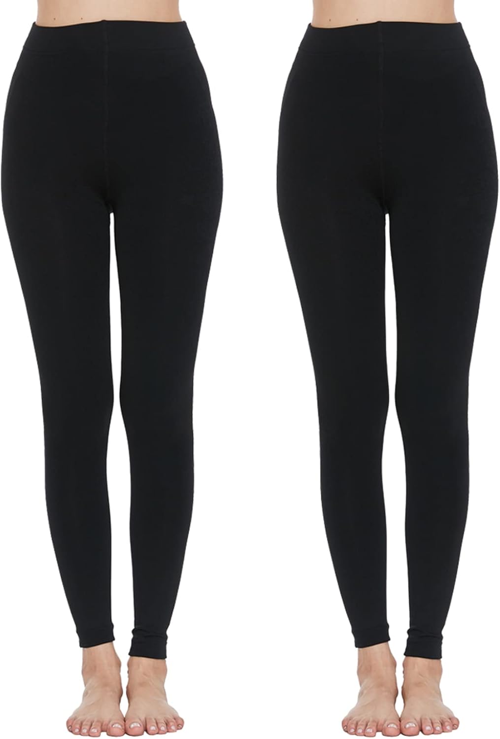MANZI 2 Pairs 400D Women's Black Thermal Warm Winter Fleece Tights