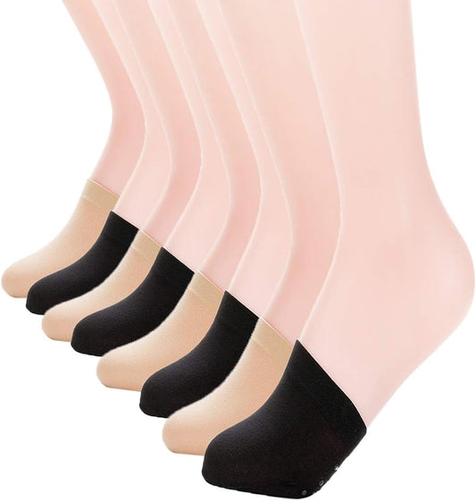 MANZI Women's 6 Pairs Non-Skid Toe Topper No Show Liner Socks