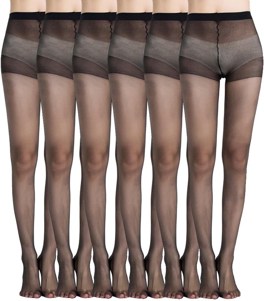 MANZI 6 Pairs Pantyhose for Women 20 Denier