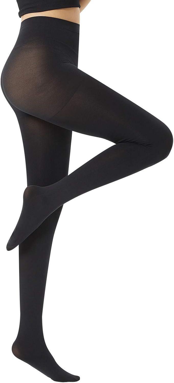 MANZI Women's 2 Pairs Super Opaque Tights for Women 120 Denier Control Top